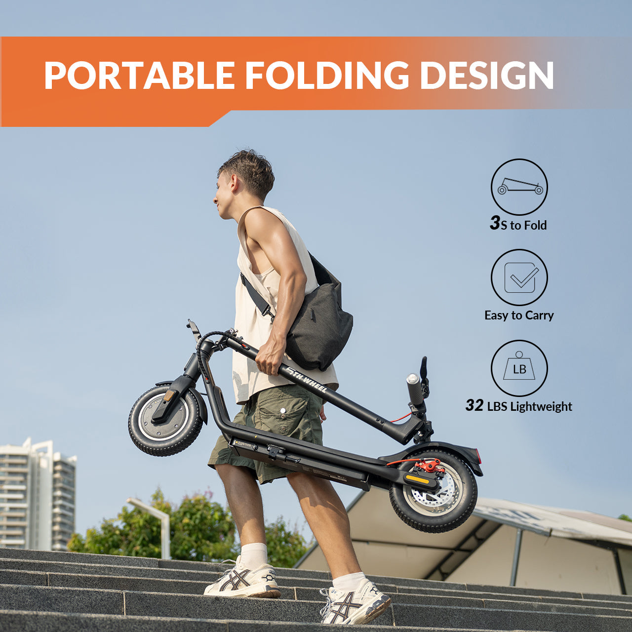 5TH WHEEL W16S 300W Electric Scooter with Turn Signal, 8.5” Solid Tires, 18mph & 12Miles Range, Folding Commuting E-Scooter for Adults with APP Control