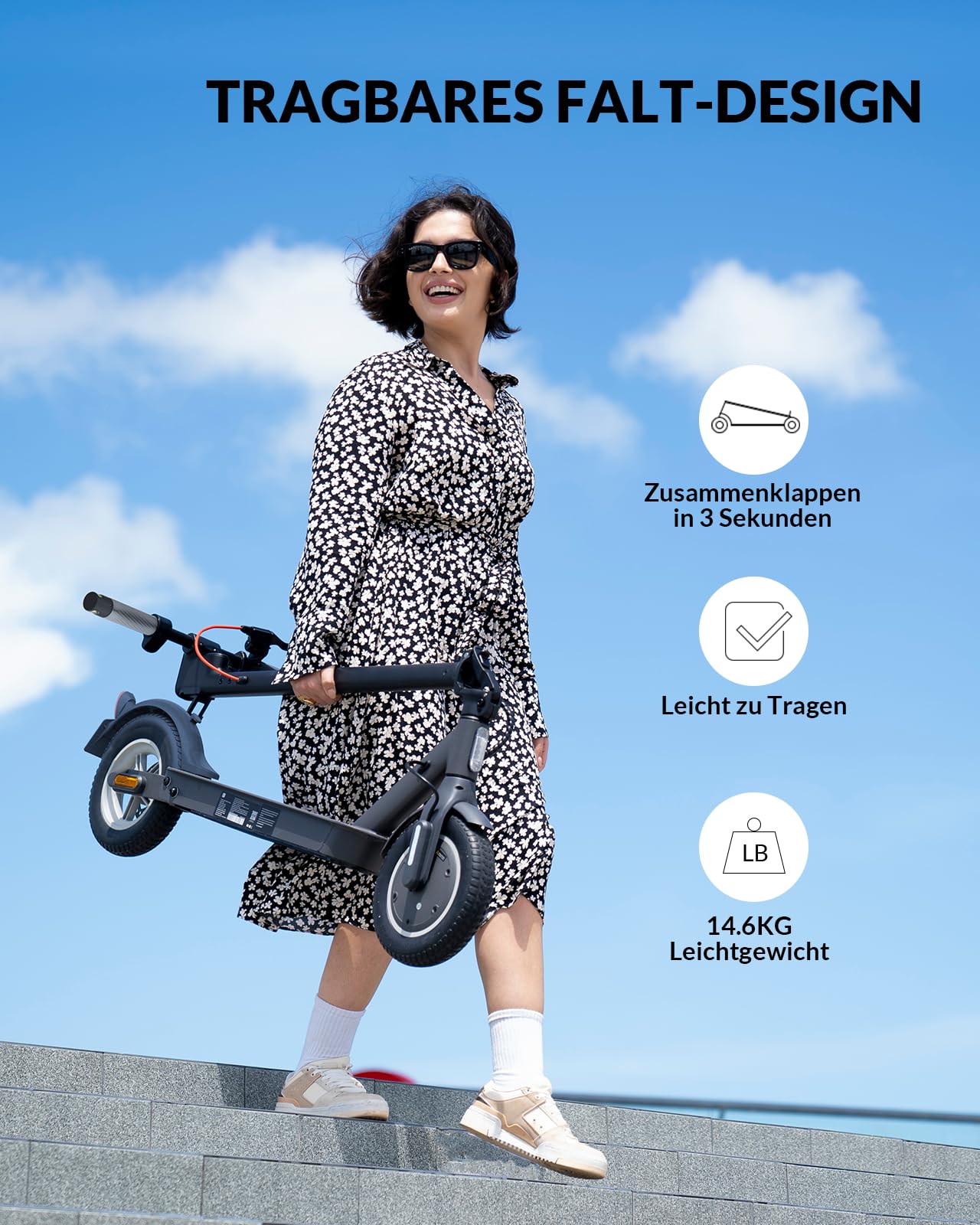 E Scooter mit Straßenzulassung,10 Zoll E Roller, Max 32km/40km Reichweite 20km/h, Elektro Scooter bis 120kg, Blinker, APP-Verbindung, Vierfache Stoßdämpfung, Duales Bremssystem E Roller für Erwachsene