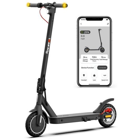5TH WHEEL W09S 350W Electric Scooter with Turn Signal, 8.5” Solid Tires, 18mph & 20Miles Range, Folding Commuting E-Scooter for Adults with APP Control, Black
