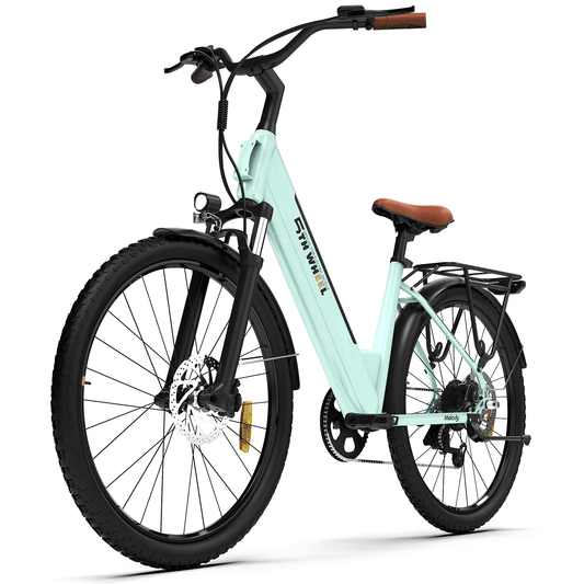 5TH WHEEL Electric Bike for Adult with 350W Motor, W18B 26" Electric Bike with 36V 10.4Ah Removable Battery Ebike, Electric Bicycle with 7 Speed, UL2849, Green