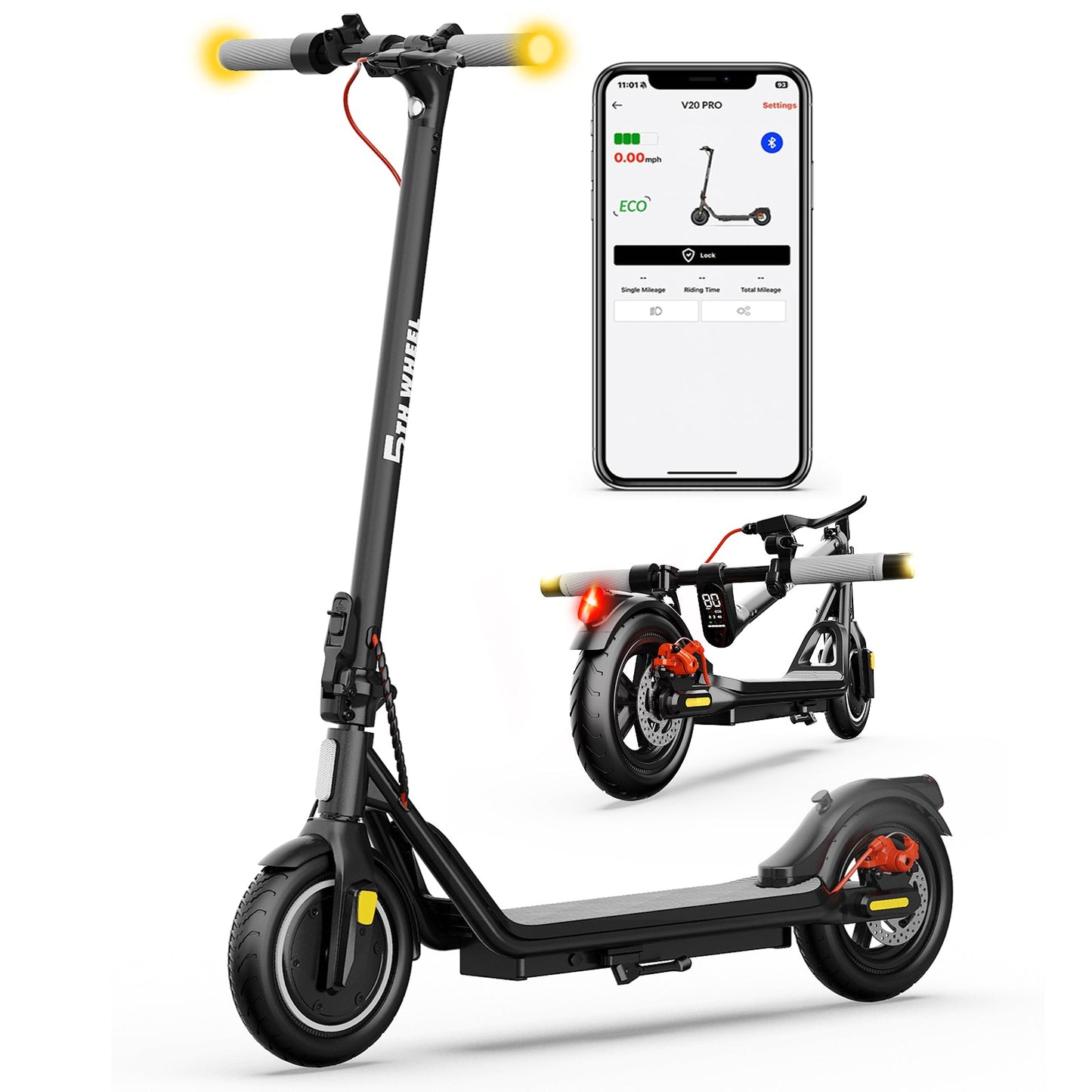 5TH WHEEL W16S 300W Electric Scooter with Turn Signal, 8.5” Solid Tires, 18mph & 12Miles Range, Folding Commuting E-Scooter for Adults with APP Control